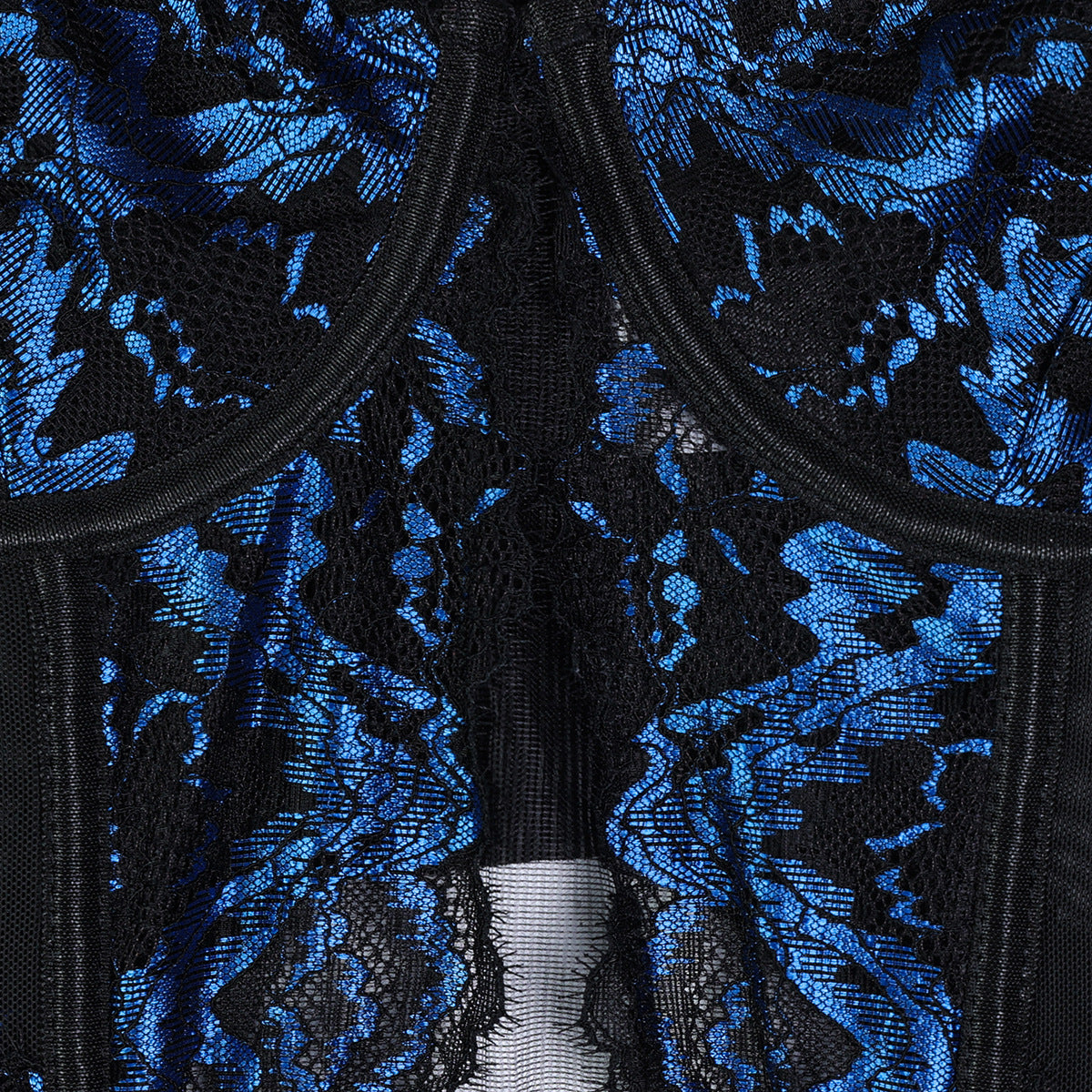 Black three-piece lingerie set with sheer mesh design