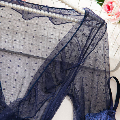 Bra and panty set styled with ruffle