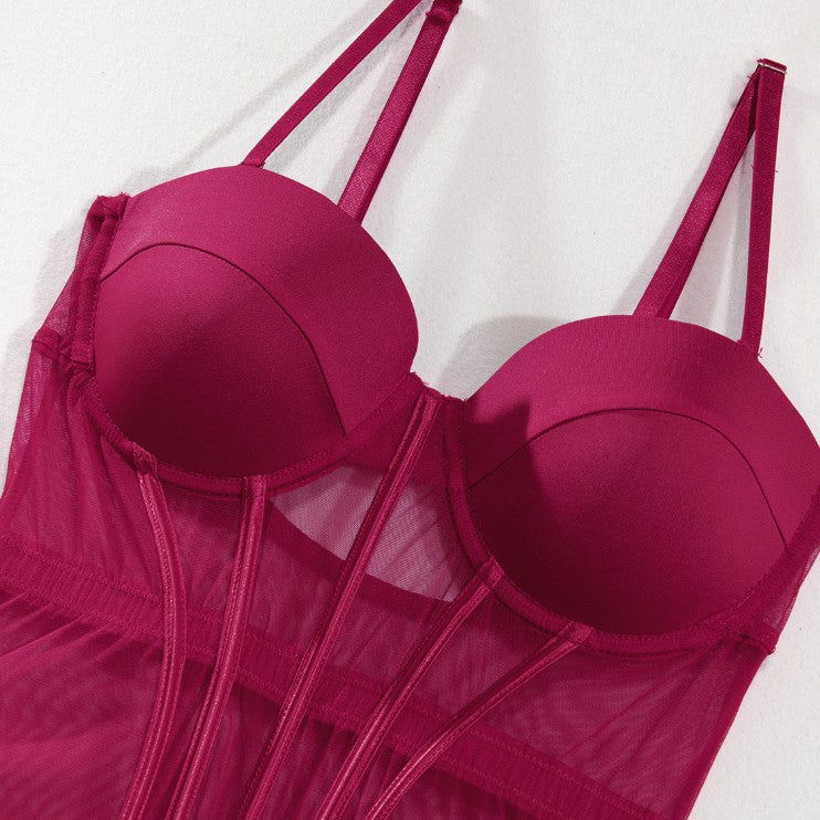 Lingerie bodysuit styled with sheer mesh