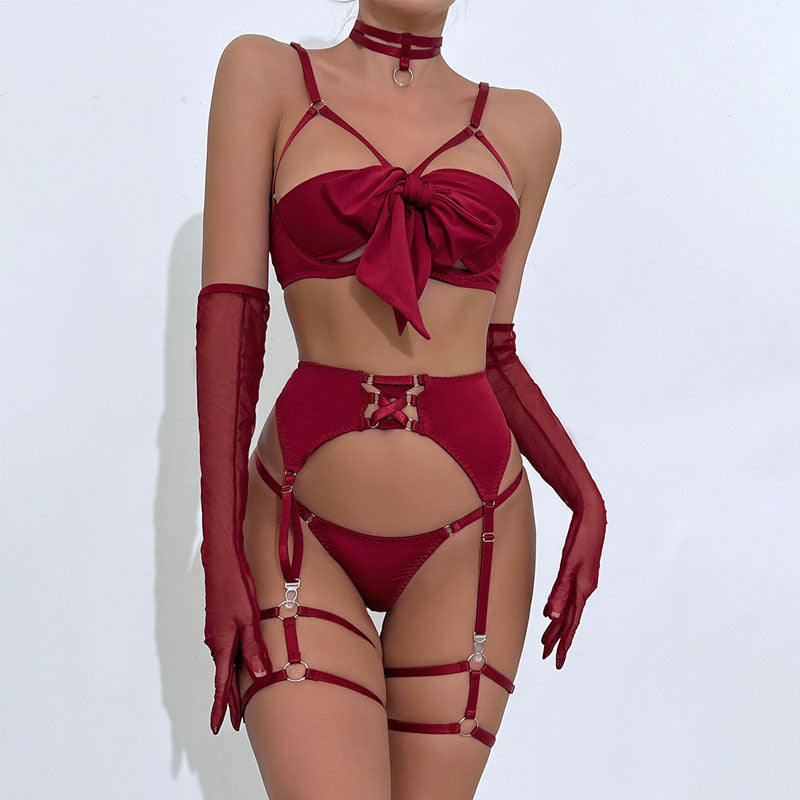 Bra and panty set featuring strappy