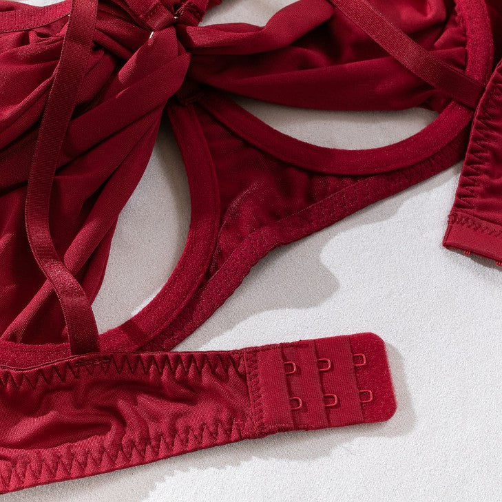Bow detailed bra and panty set
