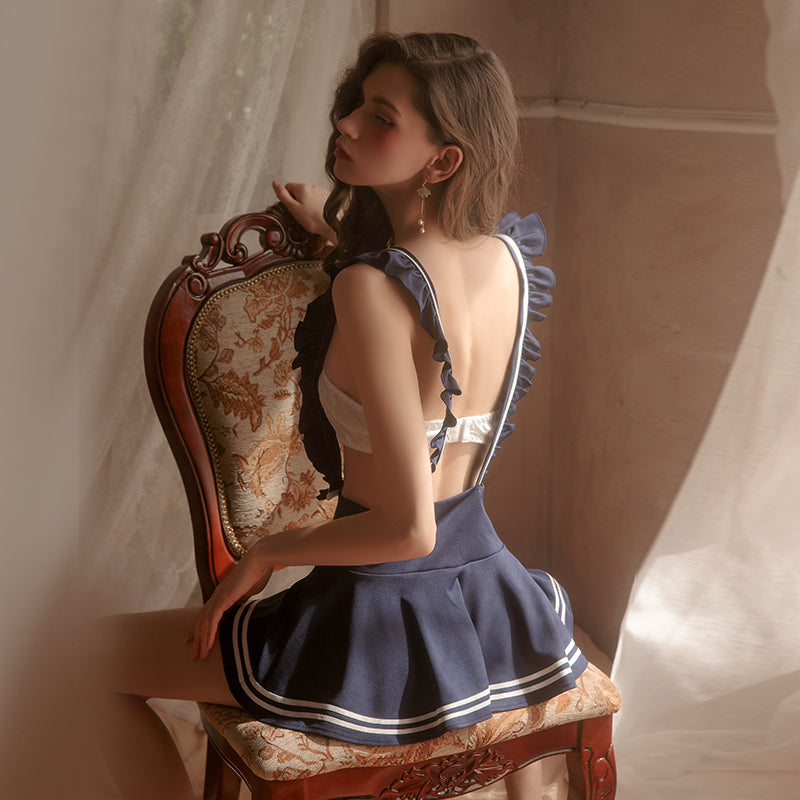 Bow details on schoolgirl roleplay lingerie set