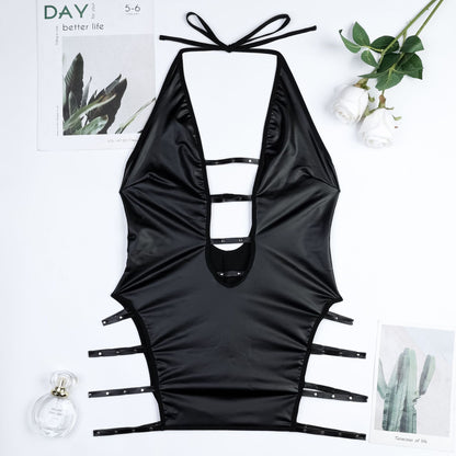 Black babydoll lingerie with lace design