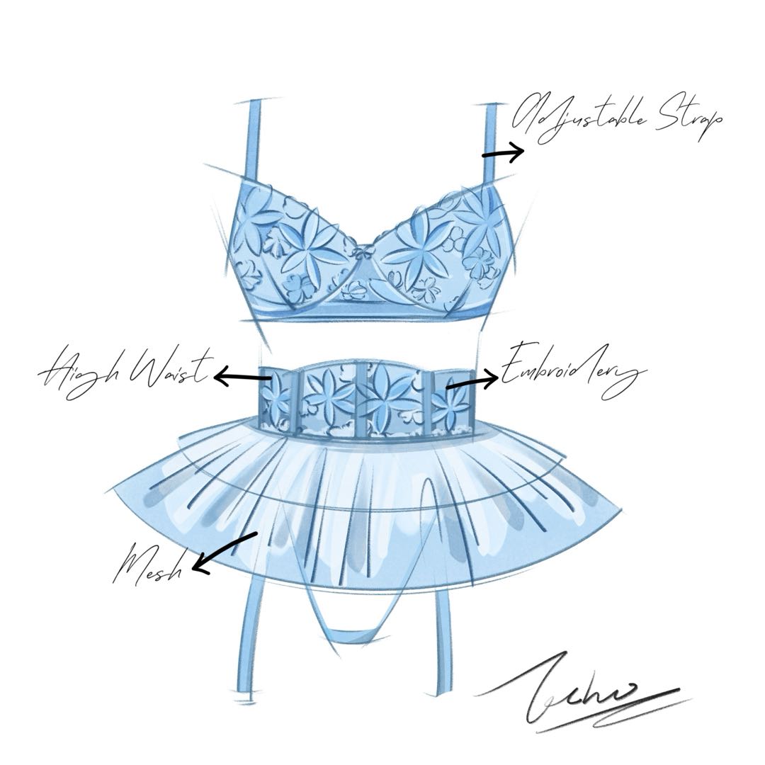 The white floral embroidered lace represents purity and sophistication, while the light blue set offers calm elegance and subtle sensuality. Each design embodies a different yet complementary facet of femininity, making it easy for every woman to find a set that resonates with her.