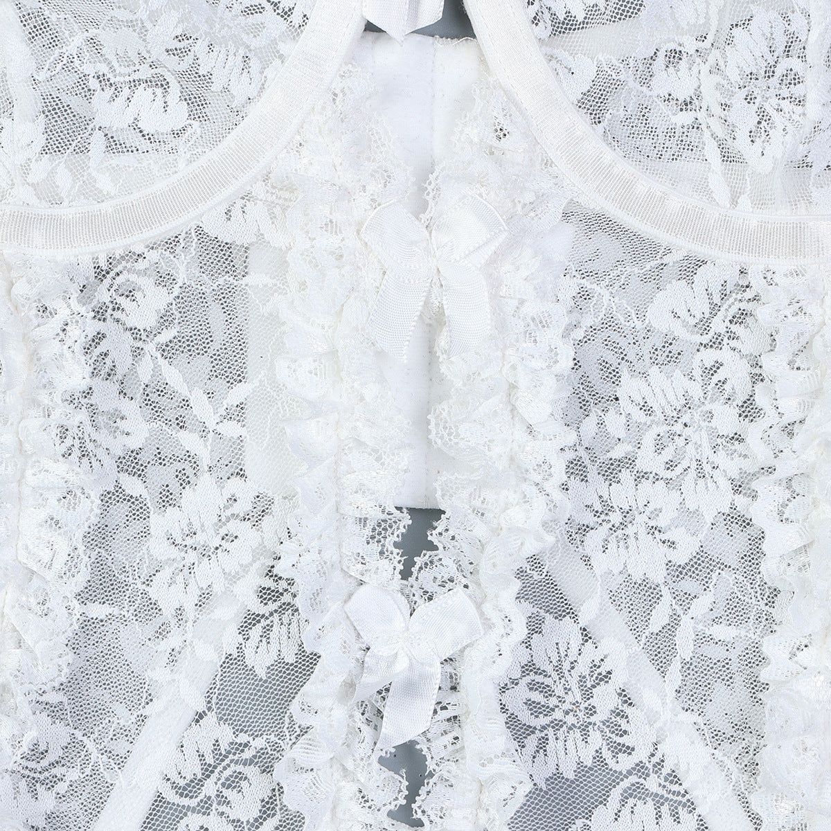 Lace design on three-piece lingerie set