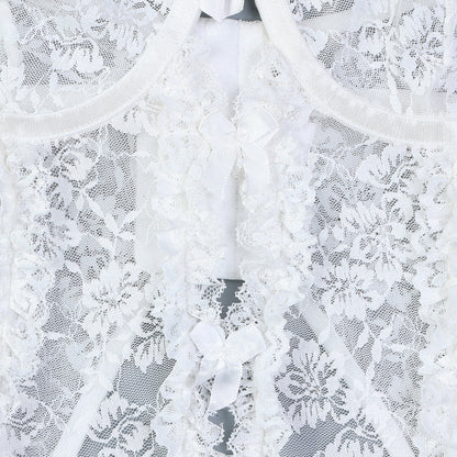 Lace design on three-piece lingerie set