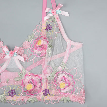 Pink floral bra and panty set