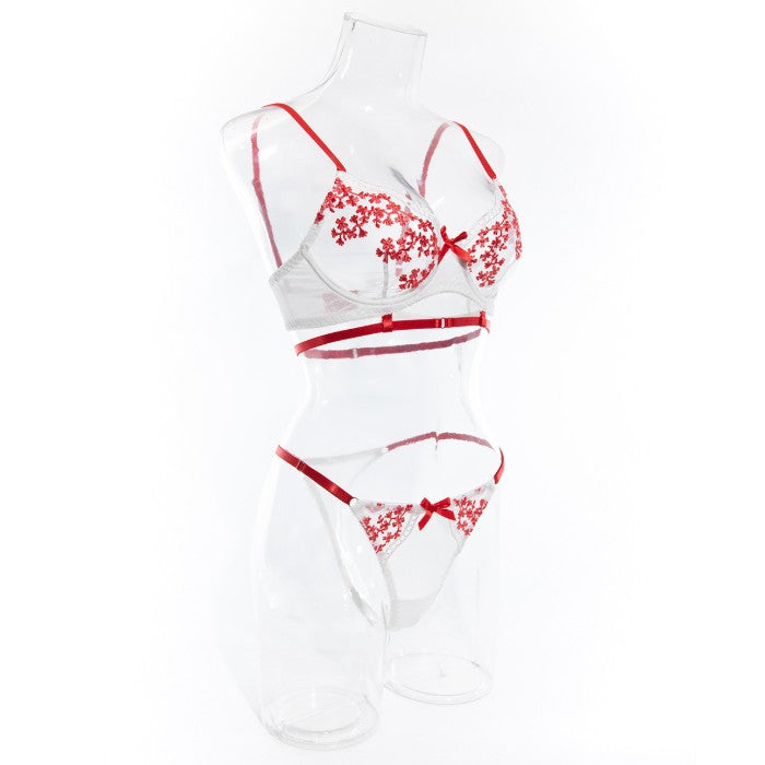Lingerie set with sheer mesh details