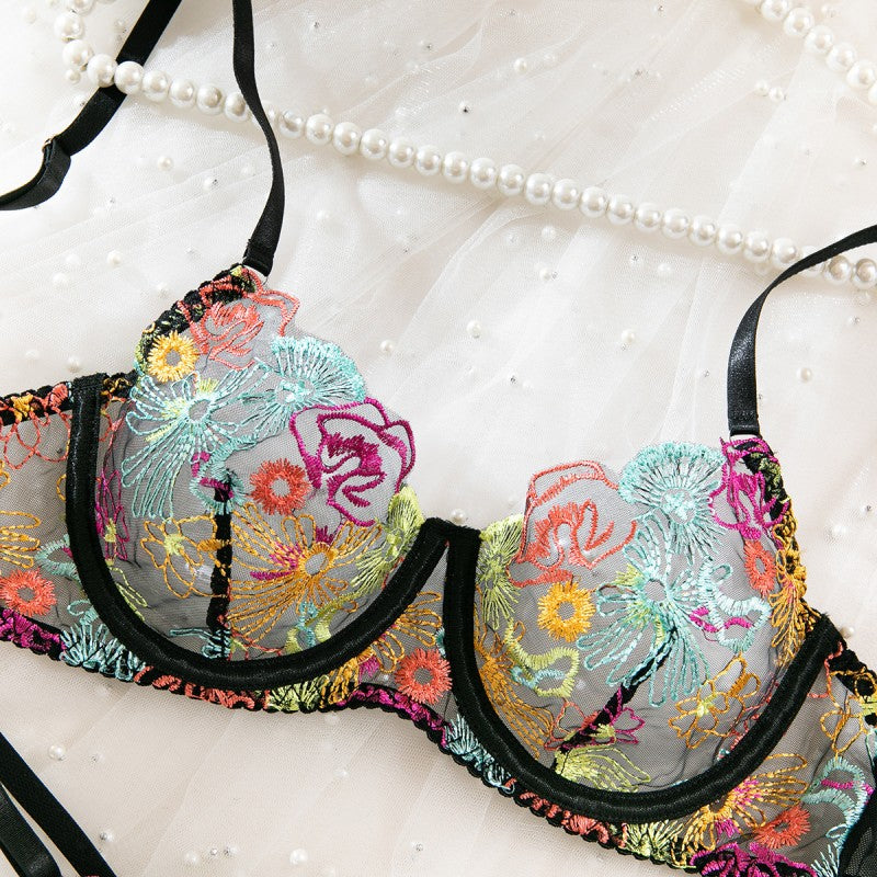 Lingerie set with sheer mesh details