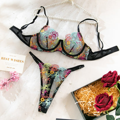 Black lingerie set with sheer mesh design