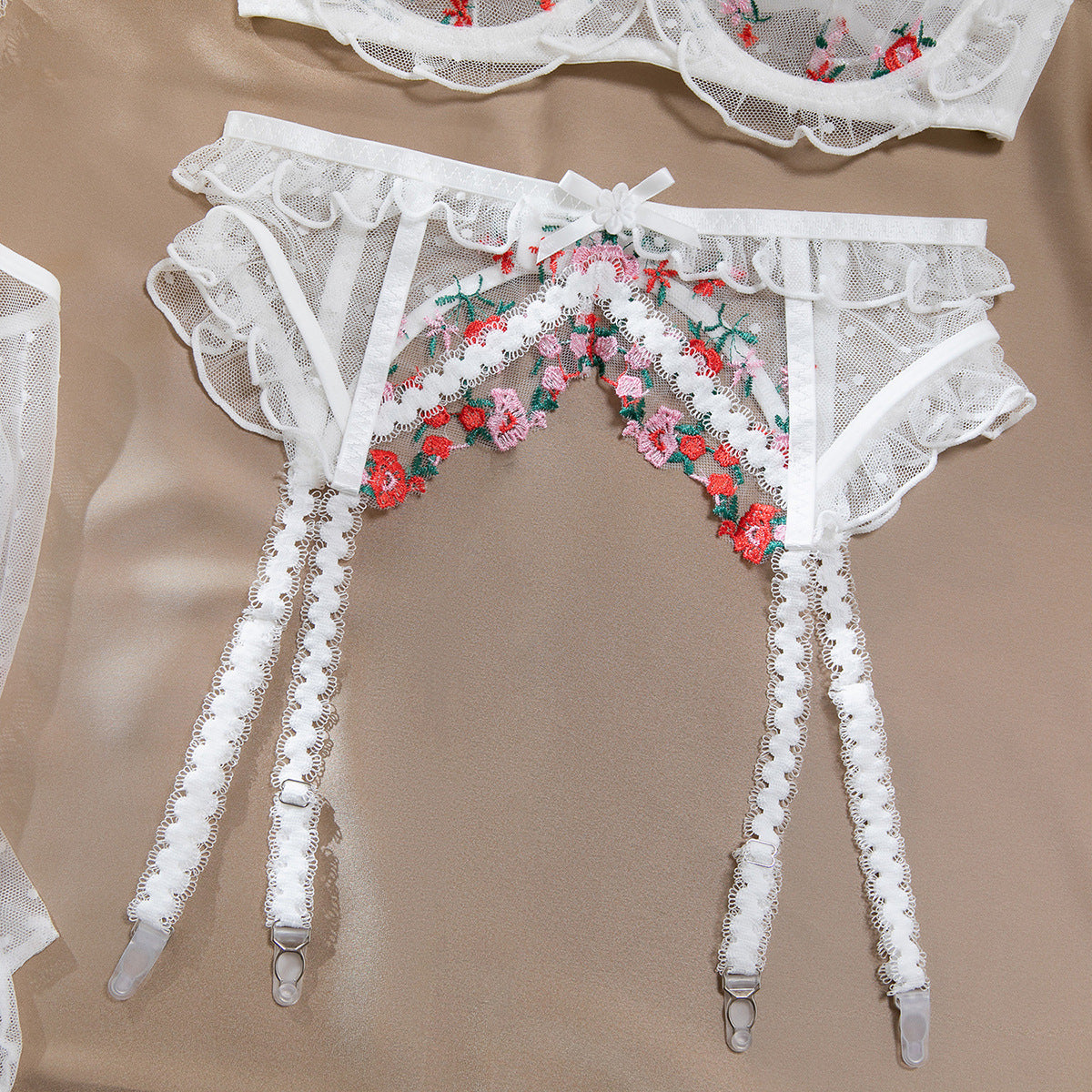 Floral design on bra and panty set
