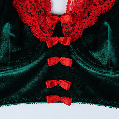 Green lingerie set featuring lace