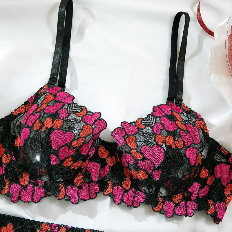 Pink sheer mesh bra and panty set