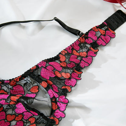 Bra and panty set with sheer mesh details