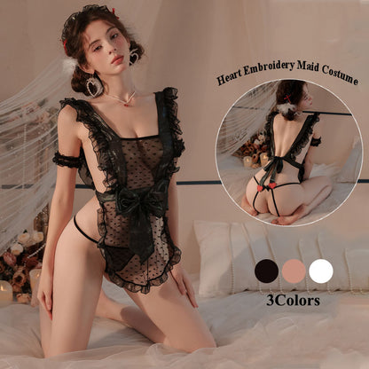 Maid roleplay lingerie set with lace details