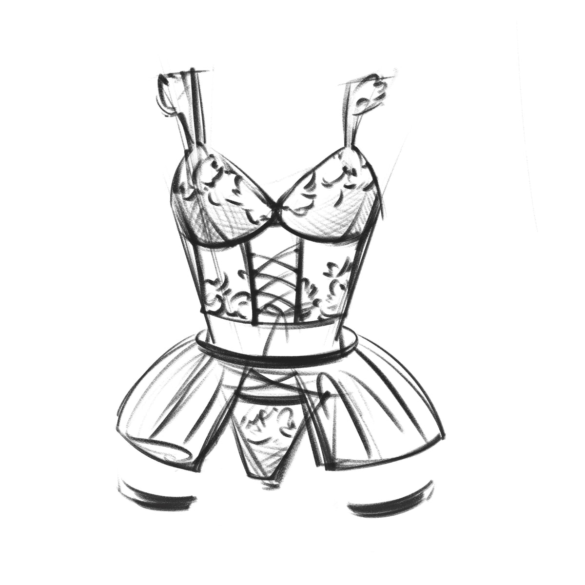 Lingerie set with sheer mesh details