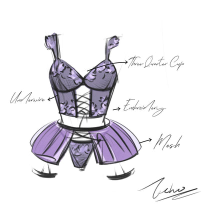 Lace design on lingerie set