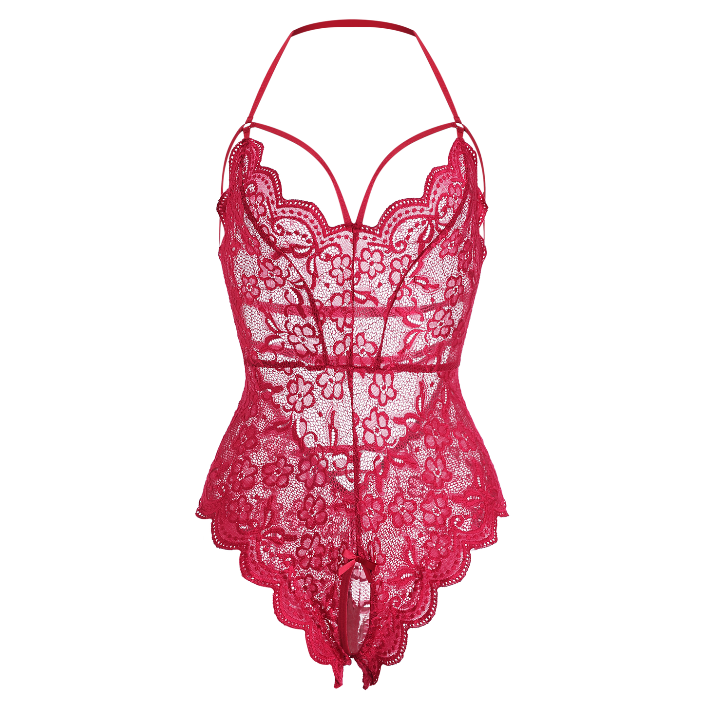 Sexy Red Hot Lace Bodysuit for Women – Sensual One-Piece Lingerie