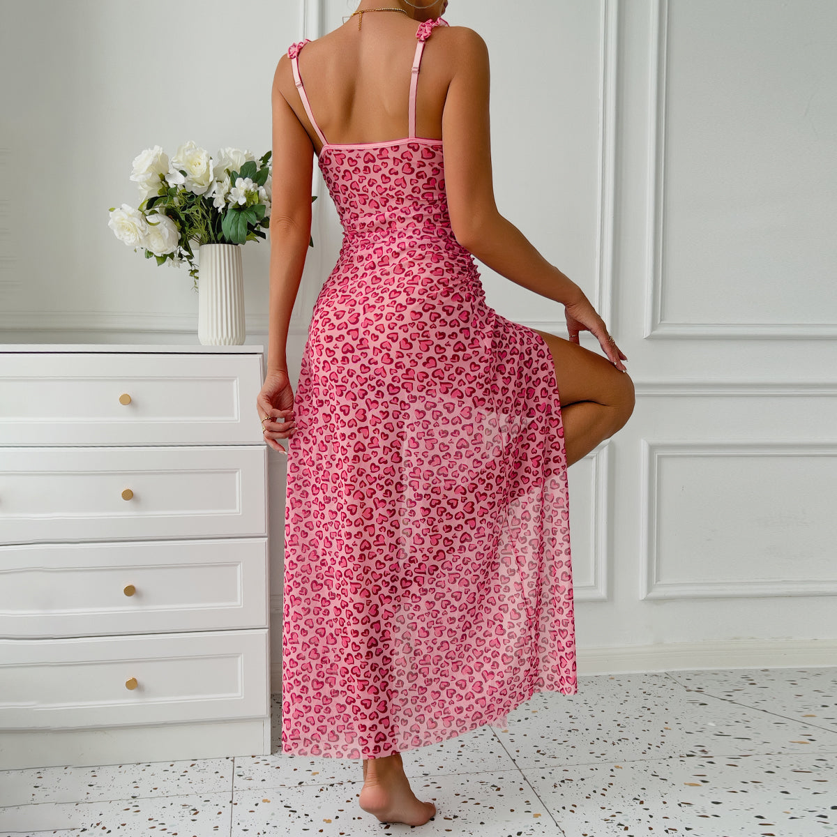 Pink lingerie nightdress styling design details
