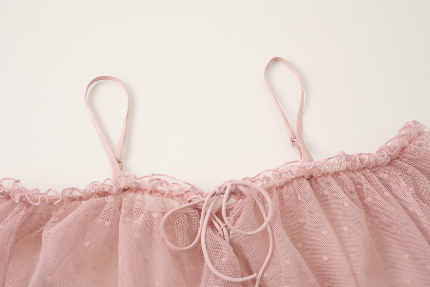Pink Polka Dot Sheer Lingerie Top for Women - Flirty and Playful