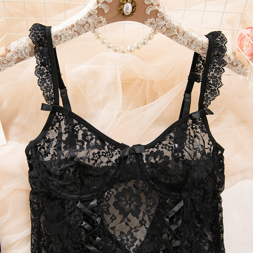 Black lace bra and panty set