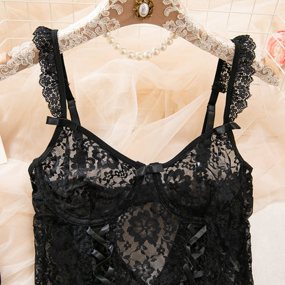 Black lace bra and panty set