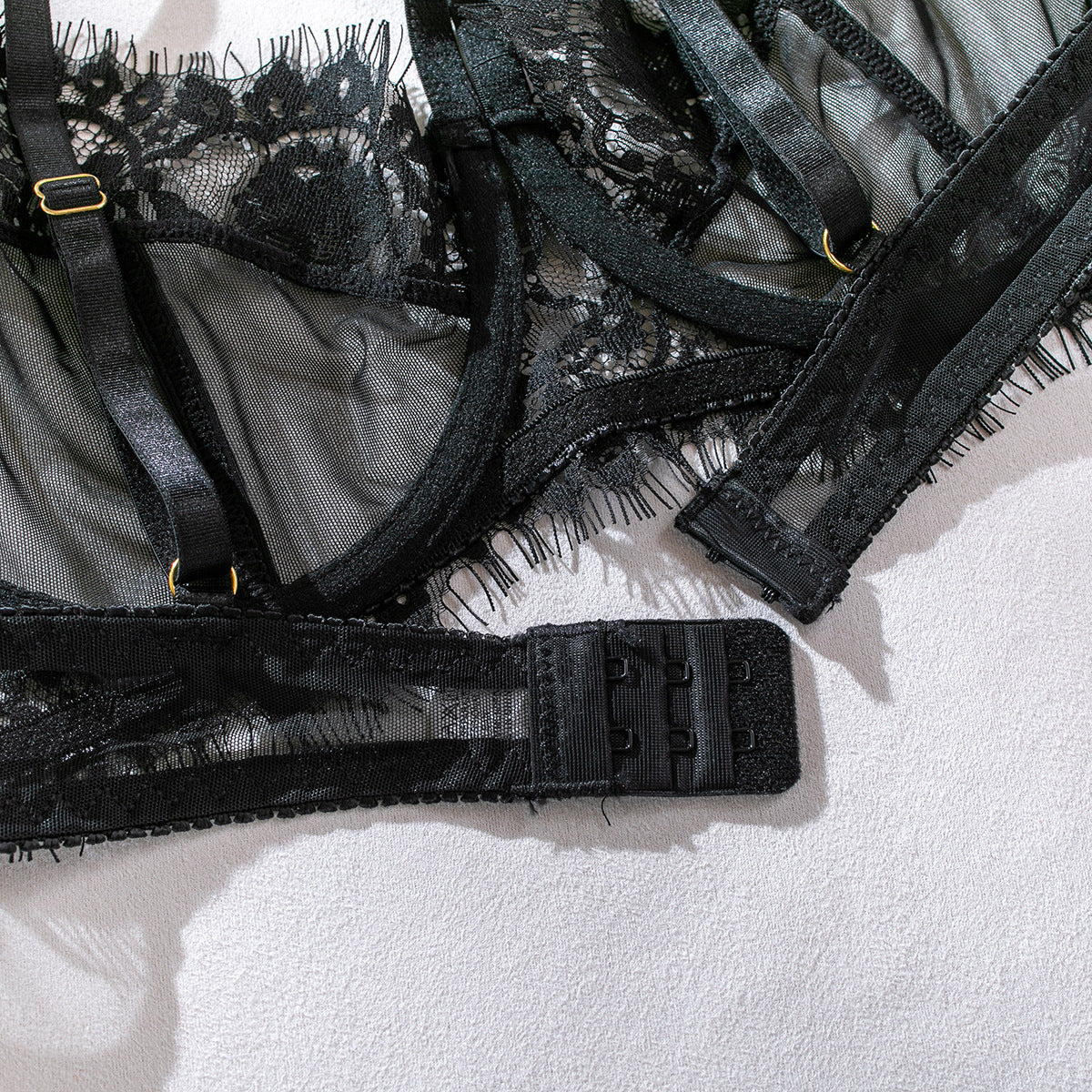 Three-piece lingerie set with cutout design