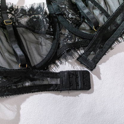 Three-piece lingerie set with cutout design