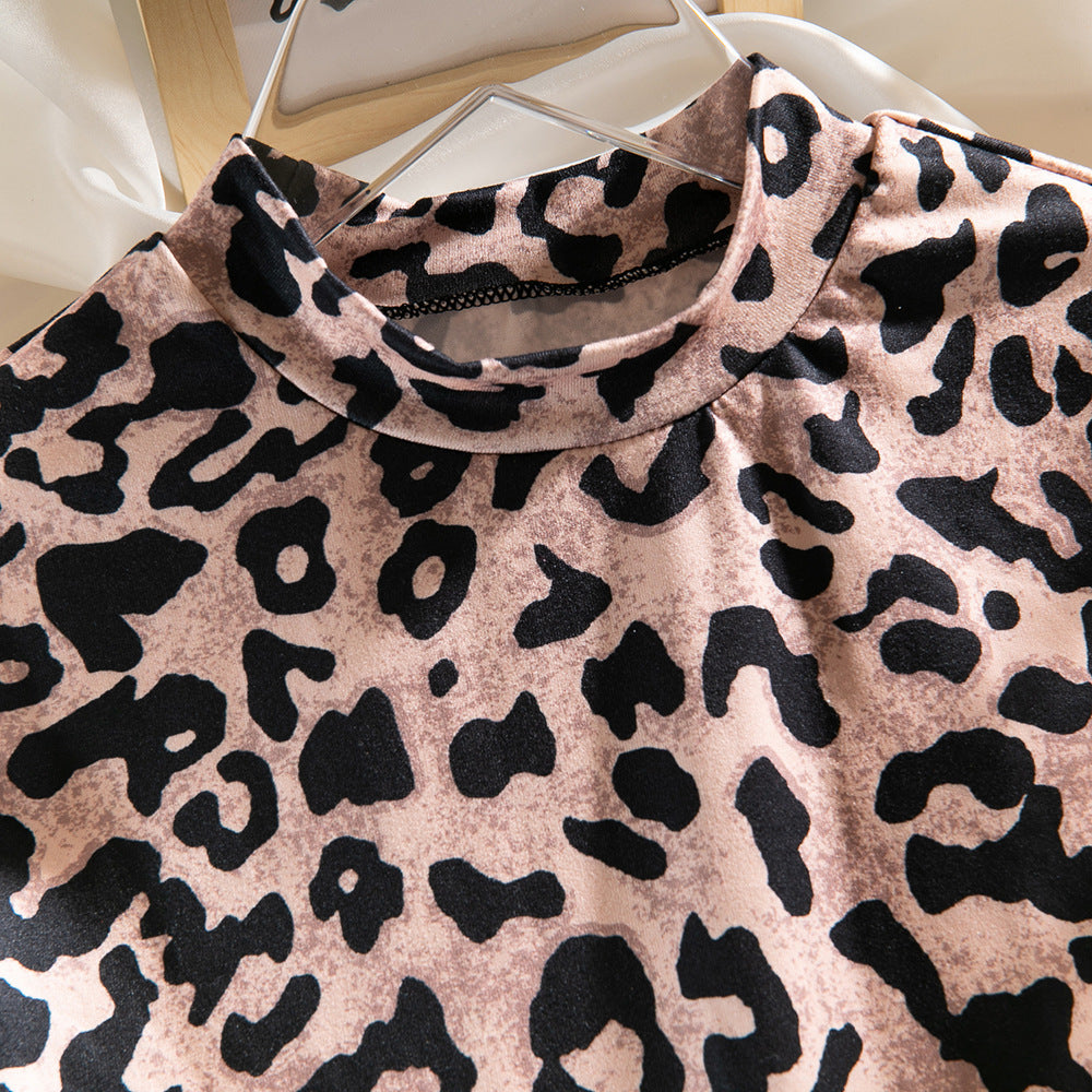 Leopard Mesh Corset Bodysuit with Boning and Long Sleeves