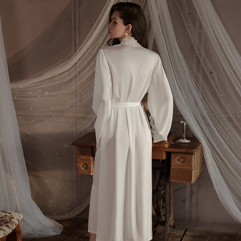 Long Bridal robe for wedding with wide sleeves & Lace
