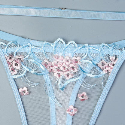 Blue floral lingerie set design details