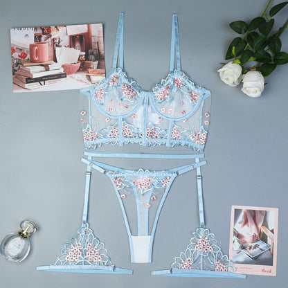 Embroidered design on lingerie set