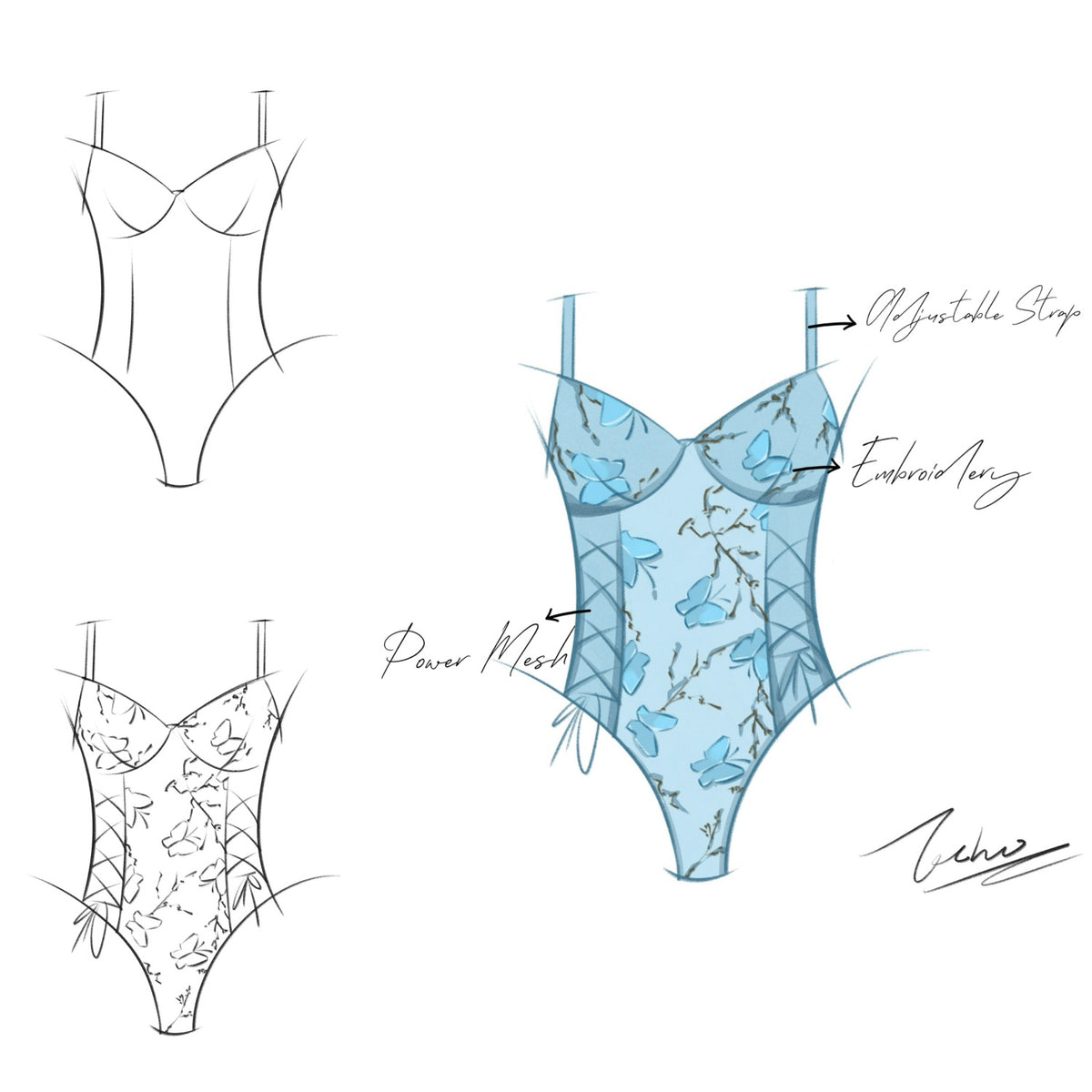 Luxury Lingerie Bodysuit for Women with Butterfly Lace