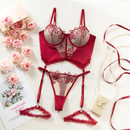Floral accents on bra and panty set