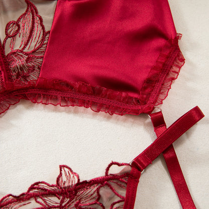 Bra and panty set styled with sheer mesh