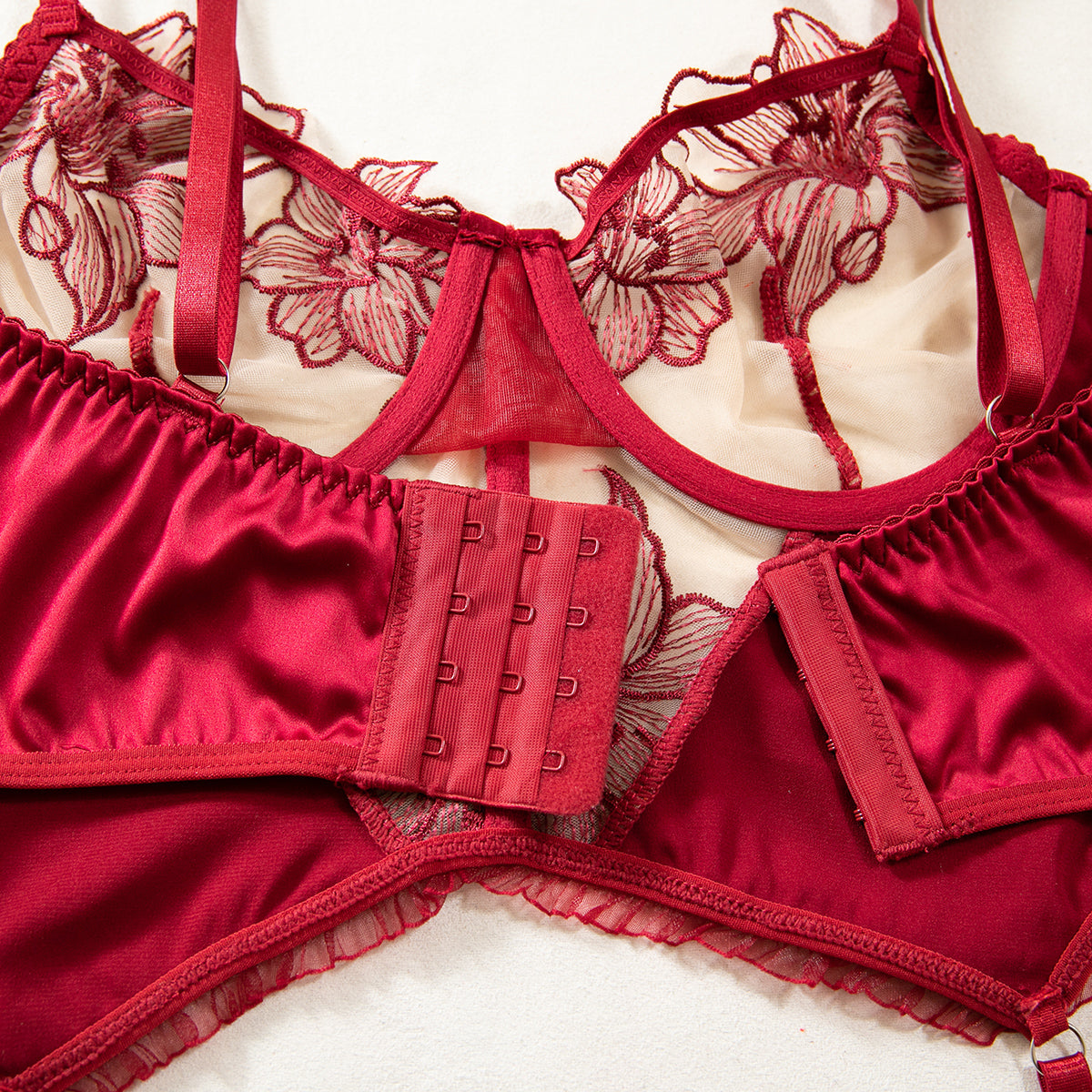 Floral design on bra and panty set