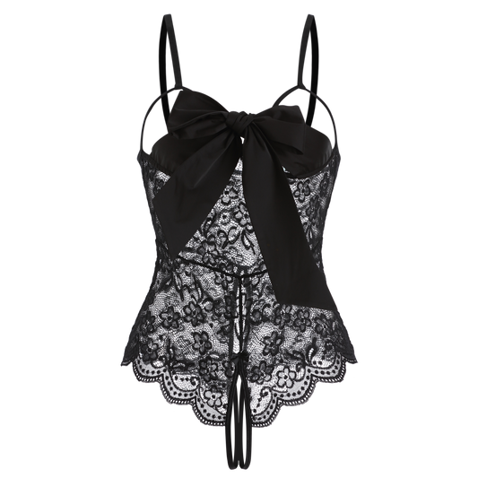 Seductive Lace Open-Crotch Bodysuit for Women – Sexy Transparent One-Piece Lingerie