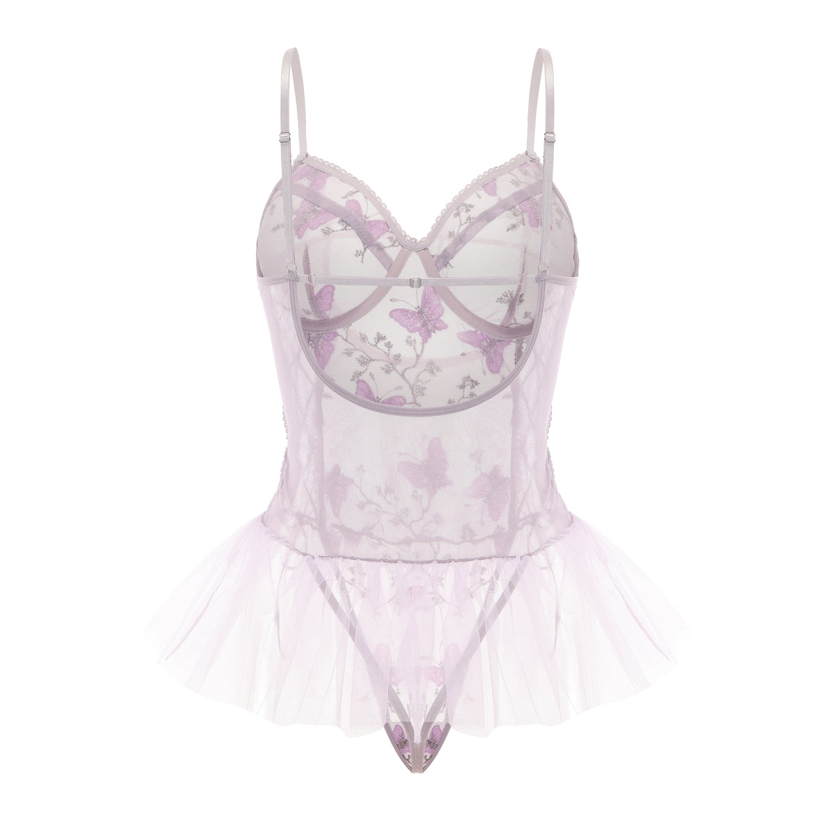 Plus size babydoll lingerie with floral embroidered design