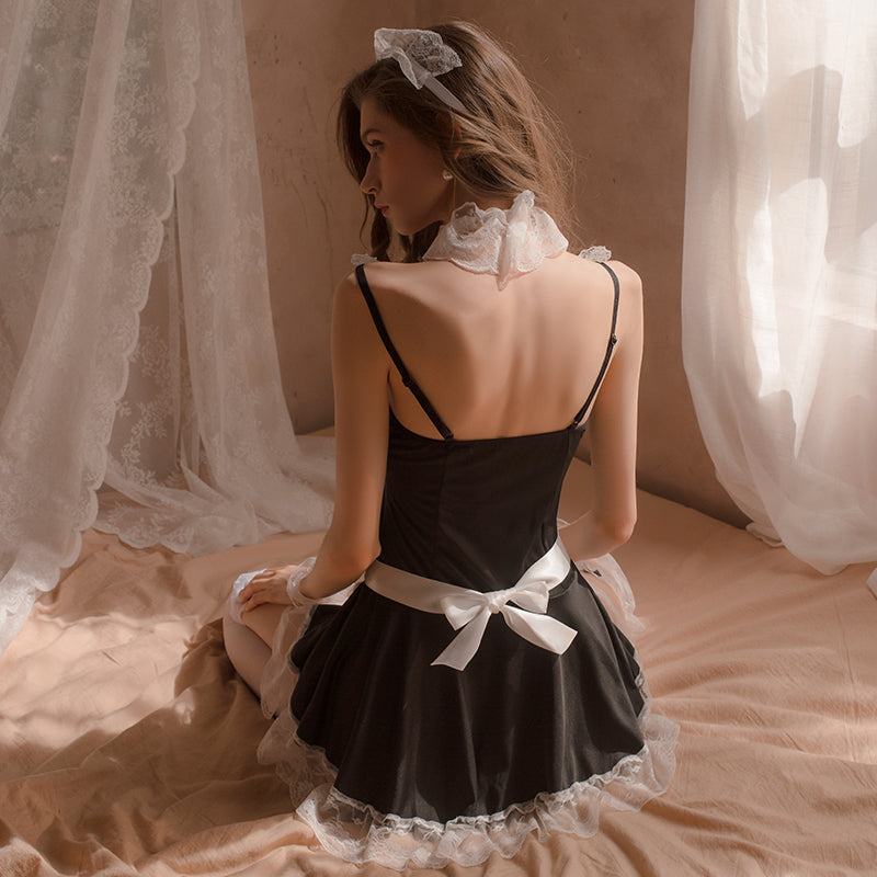 Maid roleplay costume dress with lace details