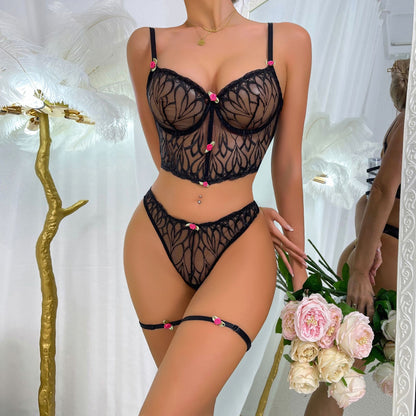 Strappy design on bra and panty set