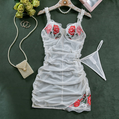 Babydoll lingerie dress with lace design