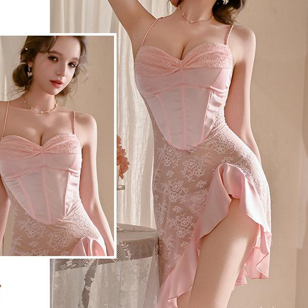 Satin design on babydoll lingerie dress