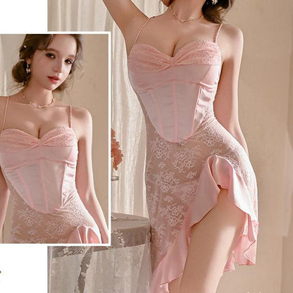 Satin design on babydoll lingerie dress