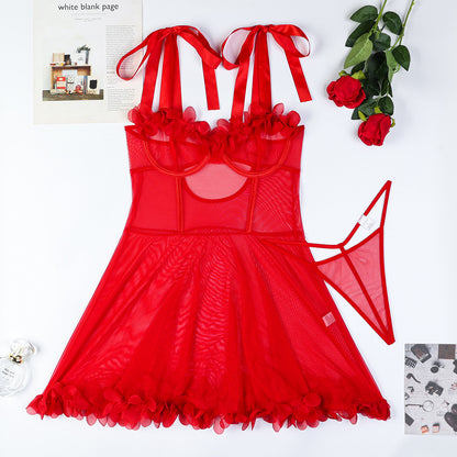 Ruffle accents on babydoll lingerie