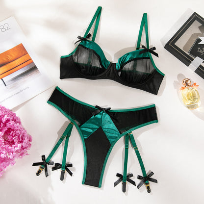 Bow three-piece lingerie set design details