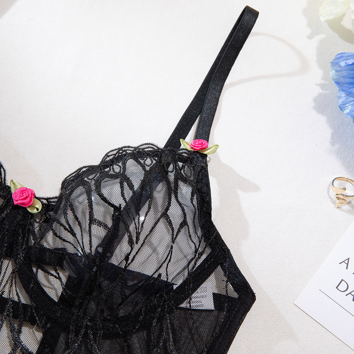 Strappy design on bra and panty set