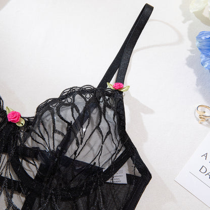 Strappy design on bra and panty set