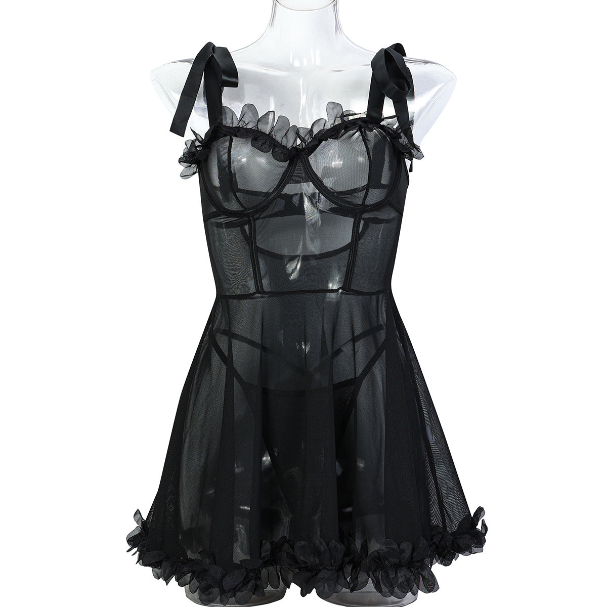 Babydoll lingerie styled with ruffle