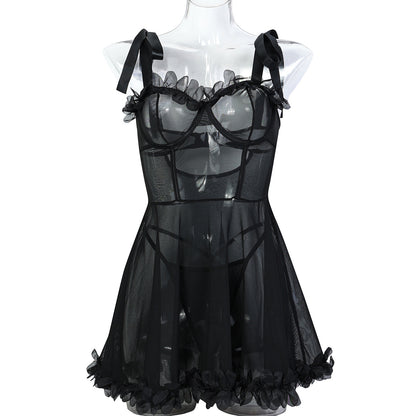 Babydoll lingerie styled with ruffle