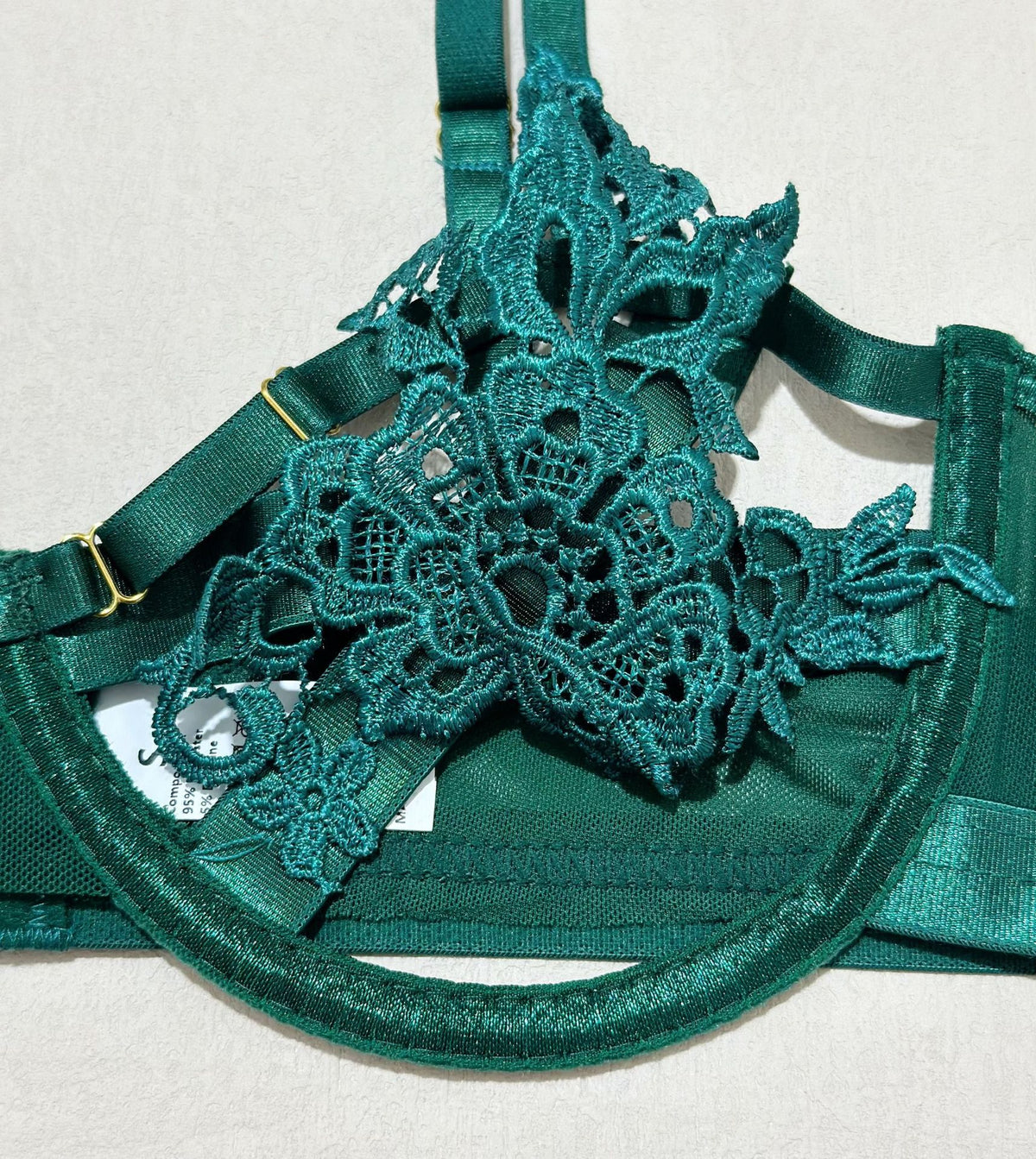 Three-piece lingerie set with floral details